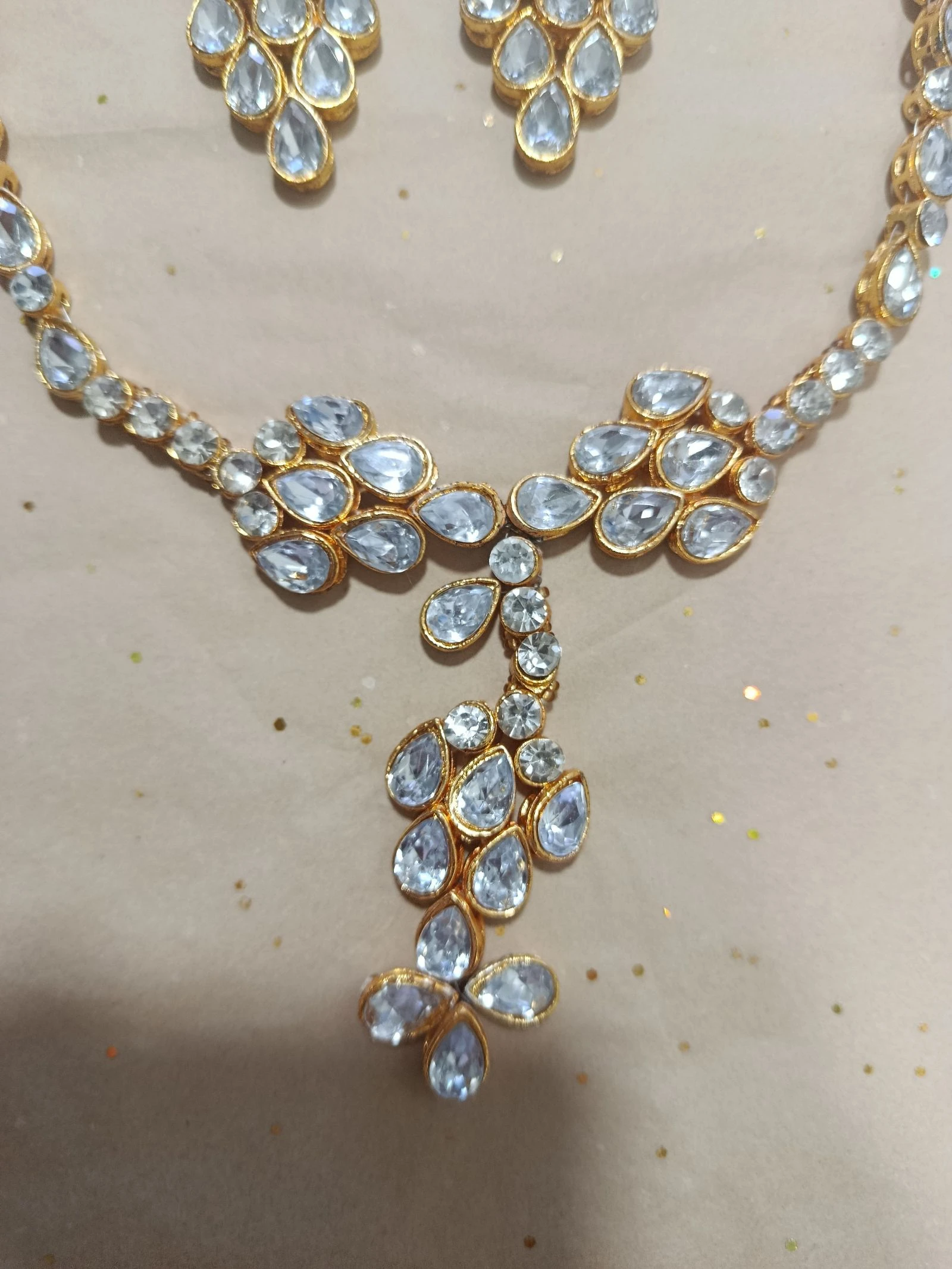 Conjunto de joias brilhantes lágrimas elegante colar e brincos – photo 3
